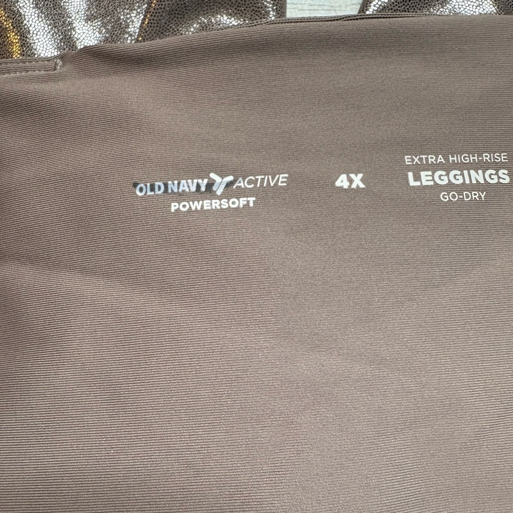 Old Navy Powersoft Extra High Rise Leggings Starry Sky Metallic Shine Sz 4X - Picture 2 of 9